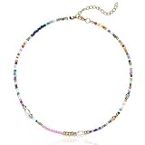 SCJJZ Ketten für Damen,Bunte Damen-Reisperlen, Perlenkette, Perlenkette, handgefertigte böhmische Halskette