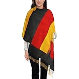 VIIUHVJBJ Damen-Winterschal mit Deutschland-Flagge, weiches Kaschmirimitat, übergroß, warm, mit Quasten