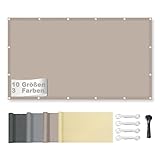 Sonnenschutz Netz, Balkonumrandung 95% UV Schutz, Sonnensegel Wasserdicht mit ösen, Sonnenschutz Windschutz Balkon Terrasse 95% Uv-Schut, für Die überdachung Schwimmbad 2x2M Khaki