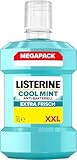 LISTERINE Cool Mint Mundwasser 1000 ml, antibakterielle Mundspülung mit ätherischen Ölen und intensivem Minzgeschmack, Zahnpflege-Spülung reduziert Zahnbelag und bekämpft wirksam Mundgeruch