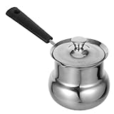 SOLUSTRE Milcherwärmer aus Edelstahl 350 ml Hitzebeständiger Kochtopf für Herd Haushaltsmilchtopf und Suppentopf für Täglichen Gebrauch