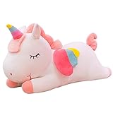 HYAEXCPJ Ausgestopftes Einhorn, Tier-Plüschspielzeug, Weiches Kuschelkissen, Puppe, Cartoon-Einhorn, Plüsch, Geschenke Für Jungen Und Mädchen/Weiß/80Cm