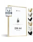 Heimlich® 1x Bilderrahmen DIN A4 21x30 cm Gold Metall Rahmen 1-Pack | Dokumentenrahmen 21x29,7 cm Klein Collage | Metallrahmen Alu-Bilderrahmen Aluminium | Picture Frame A4 Fotorahmen