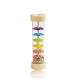 Regenmacher,Mini-Rassel aus Holz Musikspielzeug, Baby Spielzeug ab 3 Monate, Holzrassel für Entwicklung von sensorischen und motorischen Fähigkeiten, BPA-frei