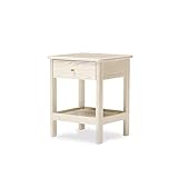 MuWAGou 100% Eiche Nachttisch,Nachttisch modern,Nachtschrank mit Schubladen und offenes Ablagen,schmaler beistelltisch,Minimalist nachttische,für Wohnzimmer,Schlafzimmer,Sofa(White)