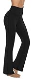 Persit Damen Schlaghose Yogahose, High Waist Freizeithose Sporthose Jazzpants Schwarz - XL