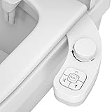 Vantency Bidet Aufsatz Für Toilette,Bidet Einsatz Für Toilette mit Einziehbare Selbstreinigende Doppeldüsen,Taharet WC Aufsatz (Weiß-Left Hand Control)