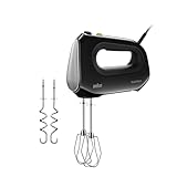 Braun Household MultiMix 2 HM2110BK Handmixer - Handrührgerät mit 4 Geschwindigkeitsstufen plus Turbo, FastMix Technologie, EasyClick, inkl. Schneebesen und Knethaken, Einhandbedienung, 500W, Schwarz