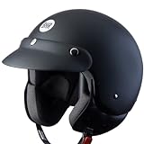 BHR Demi-Jet Helm 803 SIMPLY, Praktischer Rollerhelm mit ECE-Zulassung, Motorrad-Jet-Helm mit abnehmbarem Gesichtspolster, Mattschwarz, M