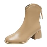 Stiefel Damen Chunky Heel Highstiefel Absätze Kurze Retro Chelsea Knöchel Anti-Rutsch Obermaterial Chic & Stylisch Trendy Blockabsatz Britische Stiefel Schuhe Klein Gummistiefel