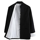 G-LIKE Chinesische Kampfkunst Herren Jacke – Traditionelle Uniform Oberbekleidung für Kampfsport Kung Fu Tai Chi Wushu Männer Frauen Kostüm Tang Stil Langarm Kleidung - Baumwolle (Schwarz, XL)