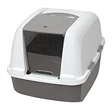 Catit Jumbo Katzentoilette mit Abdeckung, Weiss/Grau