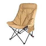 GAOXIAO Campingstuhl Faltbar 240 KG, Klappstuhl Leicht Angelstuhl mit Tragetasche, Faltstuhl mit Hoher Rückenlehne, Outdoor Strand Camping Stuhl, für Angeln Picknick Wandern Khaki 92.5 x 59 x 41.5 cm