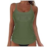 Badeanzug Damen Große Größe Tankini Damen Bauchweg Bademode Set Damen Freizeit Tankini Badeanzug Zweiteiler Tankinis Set 2024 Set Sommer Elegant Badeanzüge Für Damen Tankini Oberteil Mit (AG-2, S)