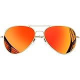 KANASTAL Groß Polarisiert Sonnenbrille Herren und Damen Retro Vintage Verspiegelt Sonnenbrillen mit Premium Metallrahmen UV400 Schutz, Gold Rahmen Orange Rot Gläser