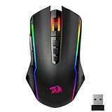 Redragon Gaming Maus Kabellose,RGB 2.4G/USB-C/Bluetooth Maus,12000 DPI,Wiederaufladbare mit 9 Programmierbare Tasten,Ergonomische Wireless Gaming Mouse für PC/Mac Gamer,M914P