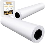 VOISEN Breitformat-Papier, 2 Rollen Plotterpapier, 91,4 cm x 4,5 m, CAD-Bond-Rollen, 9 kg, Bondpapier auf 5,1 cm Kern für CAD-Druck auf Breitformat-Tintenstrahldruckern