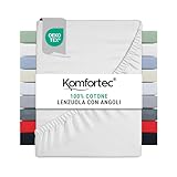 Komfortec Jersey Spannbettlaken 90x200 cm, 100% Baumwolle, Weiß