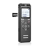 136GB Diktiergerät Digitale, Tonnlog 1536kbps Aufnahmegerät Sprachrekorder mit Wiedergabe, USB-C Audio Voice Recorder mit Geräuschreduzierung für Vorlesungen Meetings, One-Touch Aufnahme/Sperrung