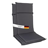 Albatros Gartenstuhl Sitzauflage 2er Set Gartenstuhlauflagen Sitzpolster Sitzkissen Outdoor Anthrazit 106x45cm, Hochlehner Auflage UV Beständig wasserabweisend geeignet für Klappstühle