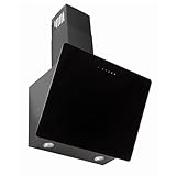 VLANO MELIA 60 Kopffreihaube, 680 m³/h, Schräg Dunstabzugshaube 60 cm, Sicherheitsglas, Touch-Bedienung, Fernbedienung LED-Beleuchtung, EEK: A, Wandhaube in schwarz oder weiß (schwarz)