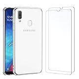 NEW'C Hülle für Samsung Galaxy A20e - Ultra Transparent Silikon Weiches TPU Gel und 2 × Panzer Schutz Glas für Samsung Galaxy A20e - Anti Scratch