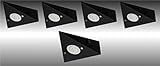 Trango 5er Set 6740-55 Küchen-Unterbauleuchte in Matt-Schwarz *COOK* Einbauleuchte - Einbaustrahler inkl. 5x 4,8 Watt LED Modul 3000K warmweiß Dreieckleuchte – Küchen-Schrankleuchte 230V erweiterbar