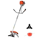 52cc Benzin-Rasentrimmer, 2,95 PS 2-Takt-Motor, 2-in-1-Benzin-Gartengerät mit 270 mm Freischneider & 280 mm Rasentrimmer, Multi-Gartengerät mit Schultergurt für schnelle Gras- und Strauchreinigung