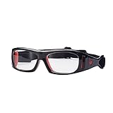 RX Sportbrille für Fußball, Radfahren, Sport, Ski, Basketball, abnehmbar, Dioptrien-Gläser (schwarz, rot, Erwachsene)