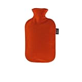 Fashy 6530 Wärmflasche mit Vliesbezug 2 L, Farbe kirschrot, Rot