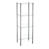 kela Badezimmer Regal 30 x 40 x 107 cm LARS, Metall Badregal stehend, 4 Etagen, Sicherheitsglas, verchromt