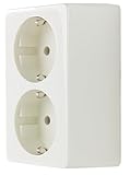 REV Aufputzsteckdose Standard - Komplettset: Steckdose Aufputz mit Rahmen & Einsatz, cremeweiß