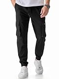 Meilicloth Cargohose Herren Lang Baumwolle Cargo Hosen Männer Strech Stoffhose Herren Sweatpants Sporthose B Schwarz 38