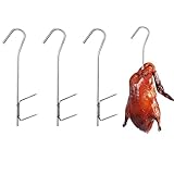 Helweet Räucherhaken, Smoking Hooks, Haken zum Fische Räuchern, Fleischerhaken Edelstahl, Geeignet zum Aufhängen von Geräuchertem Fisch, Fleisch und Würstchen, Wiederverwendbar, 3 Stück