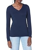 Amazon Essentials Damen Regular-Fit Leichter Langarm-Pullover V-Ausschnitt (In Übergröße Erhältlich), Marineblau, L