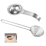 2 Stück Eigelbtrenner, Eiertrenner Edelstahl mit Hängendem Ohr-Design, Eiweißtrenner mit Langen und Kurzen Griffen, Hängen Leicht zu Reinigen Eiweiß Eigelb Trennen für Küche DIY Backen, Kochen Kuchen