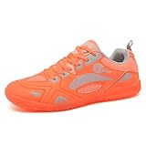 ZHENSI Tischtennis-Schuhe Hallenschuhe Für Herren Und Damen Flach rutschfest Bequem Badminton-Tennis-Sneaker,Orange,41 EU