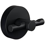 tesa MOON BLACK Bademantelhaken, matt schwarz - für Bäder im Industrial Style und moderne Badezimmer - bohrfrei, inkl. Klebelösung - 65 mm x 50 mm x 53 mm