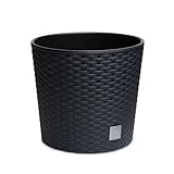 astor24 - Premium Blumentopf Pflanzkübel 30 Ø cm inkl. Einsatz Schwarz in Rattan Optik - Pflanzkübel - Übertöpfe -Blumentopf für Haus und Garten