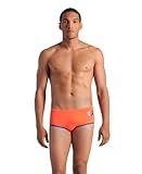 ARENA Herren One Men's Big Logo Low-Waist Swim Short Pool Practice Athletic Swimsuit Badehose, Helles Koralle/Blau Cosmo, 42