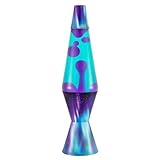 LAVA® - Lampe Aurora Borealis 2047, lila wachs, blaugrüne flüssigkeit, dekorativer sockel und deckel, original 14,5 zoll bewegungslampe der marke