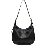 KESUDE Umhängetasche Damen Mittelgroß, PU Leder Schultertasche Handtasche Vintage Beuteltasche Tote Bag Tragetasche Hobo Große Kapazität mit Reißverschluss für Schule Büro Arbeit Uni, Schwarz