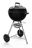 Weber Original Kettle Holzkohlegrill, Ø 47cm Grillfäche, BBQ Grill mit porzellanemaillierten Deckel & Kessel, Deckelthermometer, One-Touch Reinigungssystem - Schwarz (13101004)