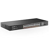 MokerLink 24 Port Gigabit PoE Switch, 2 Gigabit Ethernet Uplink, 2 Gigabit SFP, 400W IEEE802.3af/at, Rackmount Unmanaged Plug and Play Netzwerk Switch