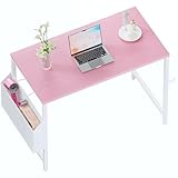PAMRAY 80x40cm Schreibtisch Computertisch für kleine Räume mit Aufbewahrungstasche, Home Office Arbeitstisch mit Kopfhörerhaken, Kleiner Bürotisch Studie pc Tisch
