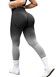 YOFIT Nahtlose Workout-Leggings mit hoher Taille, für Damen, Po Lift Scrunch Booty Gym Yoga Pants Smile Contour, Scrunch Booty Contour – Farbverlauf Schwarz & Grau, Klein