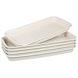 ifundom 5 Stück Teiliges Kunststoff Blumentopf Untersetzer Rechteckige Beige Pflanzenschalen aus Hitzebeständigem PP Wassersparend Atmungsaktiv und Strapazierfähig für Bonsai und