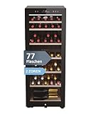 Haier Weinkühlschrank 50 SERIE 7 HWS77GDAU1 I 77 Flaschen Weinklimaschrank I Neue Technologie für beste Lagerung I Weinkühlschrank 2 Zonen, UV-Glastür & Holzregale I Wine fridge vibrationsarm, Wi-Fi