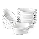 6/12 Stück 200 ml Keramik Weiß Porzellan Auflaufförmchen mit Griff, Souffle Brulee Tapas Kuchen Backformen Auflaufförmchen (Größe: 6-teilig) (12)