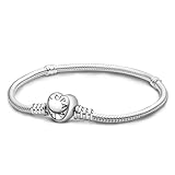 Charm Armbänder Moments Schlangen-Gliederarmband Damen Charm Armband Silber 925, 17CM Damen Armband Damen Silber Armband für Charms Können Hinzugefügt Werden,Geschenk für Mädchen Frauen Freundin